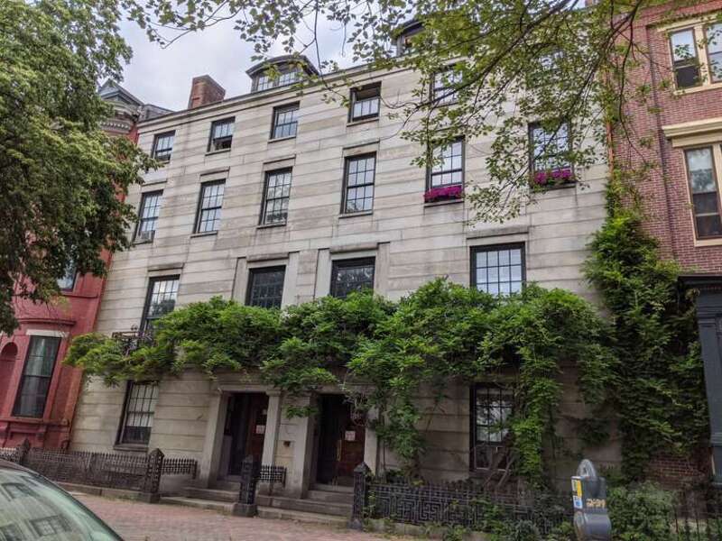 Twin homes at 173 (right) and 175 (left) State Street in Portland, Maine, USA, built by eccentric and influential writer and author John Neal (1793-1876) in 1836 of granite from the quarry he inherited 4 years earlier. Neal lived with his wife and