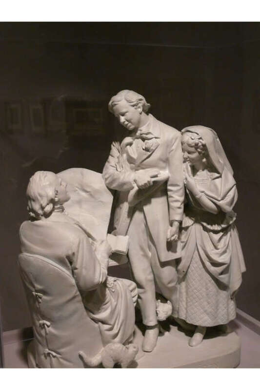 John Rogers, Coming to the Parson (patented 1870) painted plaster in the Delaware Art Museum Wilmington, Delaware.