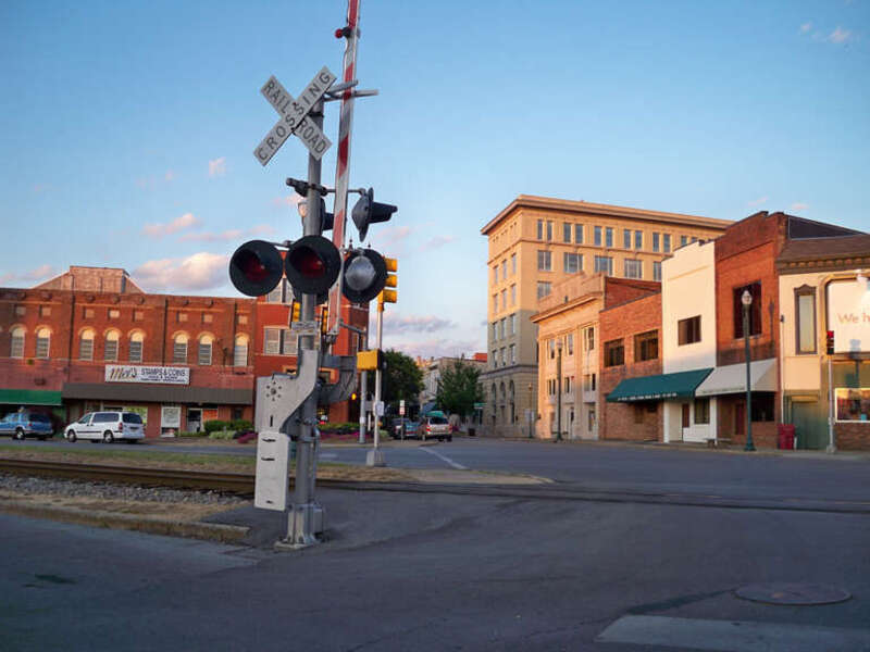 An easterly view down Main Street in downtown Johnson City, Tennessee.