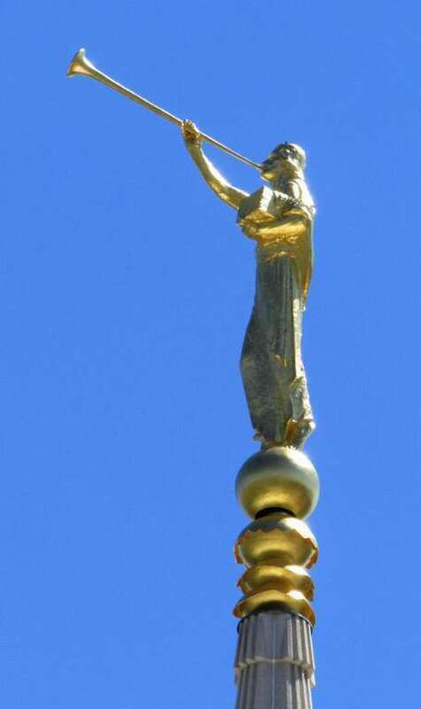 Statue Moroni of the Jordan River Utah Temple.