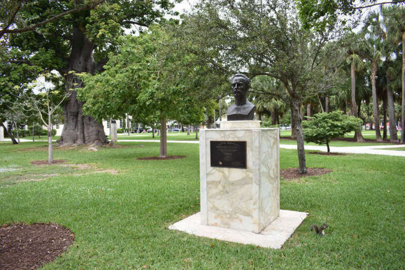 Jose Marti (1853-1895) was a Cuban born revolutionary philosopher and political theorist. This memorial bust at Collins Park in Miami Beach is &quot;a tribute from all Cubans and Latin Americans in exile honoring his inspired patriotic life devoted to