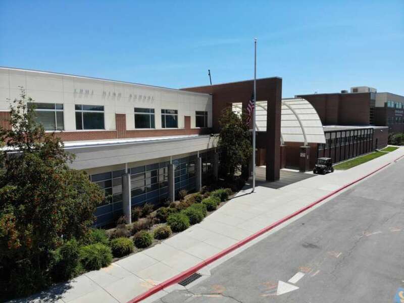 The front entrance for Lehi High School