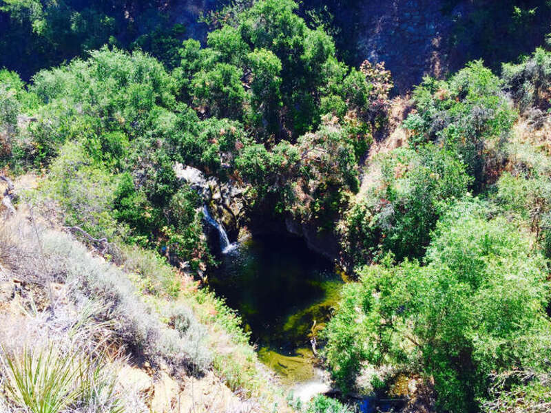 Little Falls waterfall north of Paradise Falls along the Arroyo Conejo in Wildwood Regional Park in Thousand Oaks, CA.