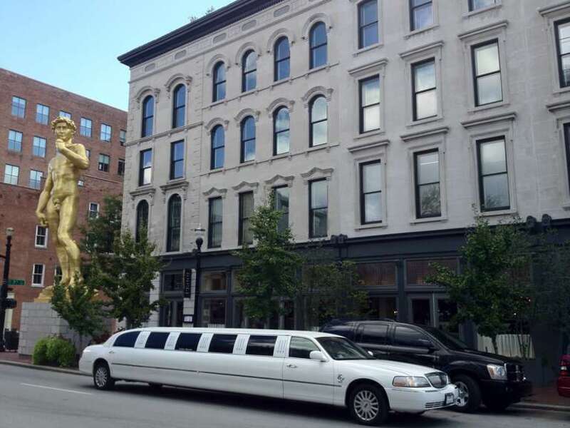 This is the first time I've gotten around to checking out the David sculpture since it was installed in May. 21c commissioned Turkish artist Serkan Ozkaya to transport the sculpture from Istanbul to NYC and then to Louisville.
From a New York Times