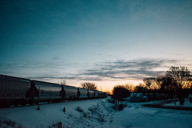 A train travels through Mankato, Minnesota, at sunrise, near Land of Memories Park, in winter.
--
Copyright © 2018 Tony Webster.
Email: tony@tonywebster.com 

Phone: +1 202-930-9200