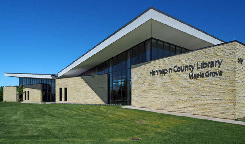 Maple Grove Library, 8001 Main St, Maple Grove, Minnesota, USA.  Viewed from the southeast.