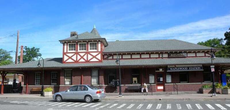 Looking northwest on a sunny morning at Maplewood Station.