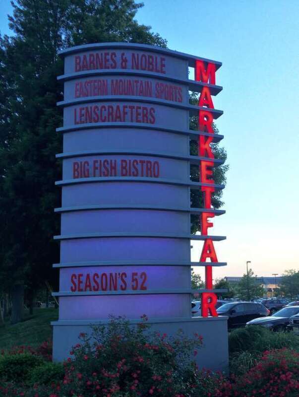 The sign facing Route One of the MarketFair Mall in West Windsor, New Jersey.