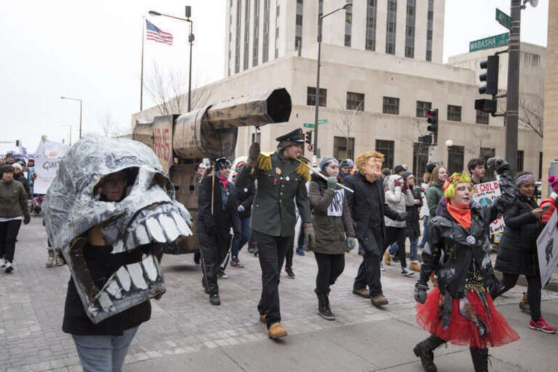 March for Our Lives on 24 March 2018 in Saint Paul, Minnesota: Minnesota March for Our Lives - 40953968782.jpg
About 3000 people gathered at Harriet Island Park and later became over 10,000 people marching through St. Paul to demand lawmakers take