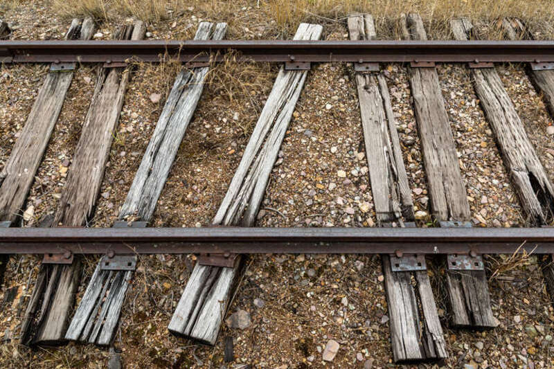 Railroad tracks in Historical Museum at Fort Missoula, Missoula, Montana, USA