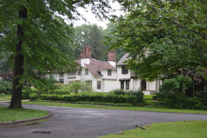 Houses on the southern side of Monmouth Road, just east of the Arlington Road intersection, in Cleveland Heights, Ohio, United States.  This neighborhood is part of the Shaker Farm Historic District, a historic district that is listed on the National