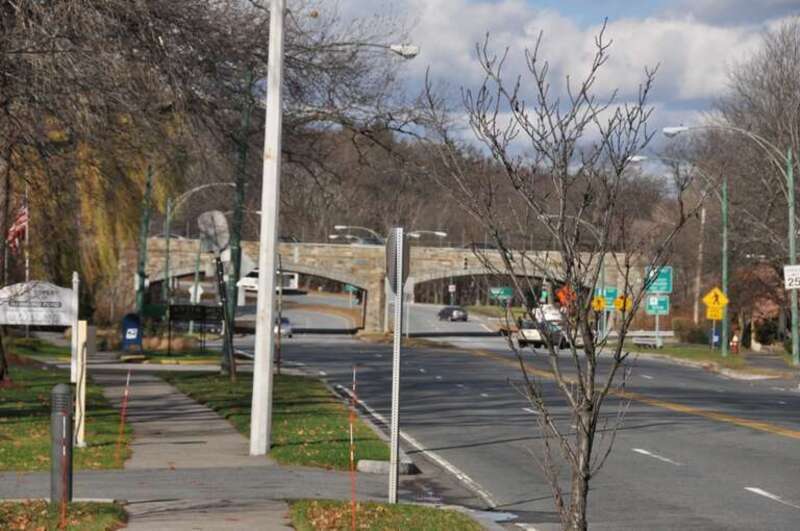 The Hammond Pond Parkway at Route 9 in Newton, Massachusetts.