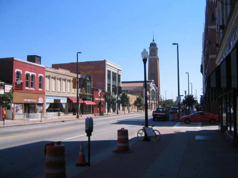 Looking south on West 25th Street in Ohio City, towards the West Side Market.