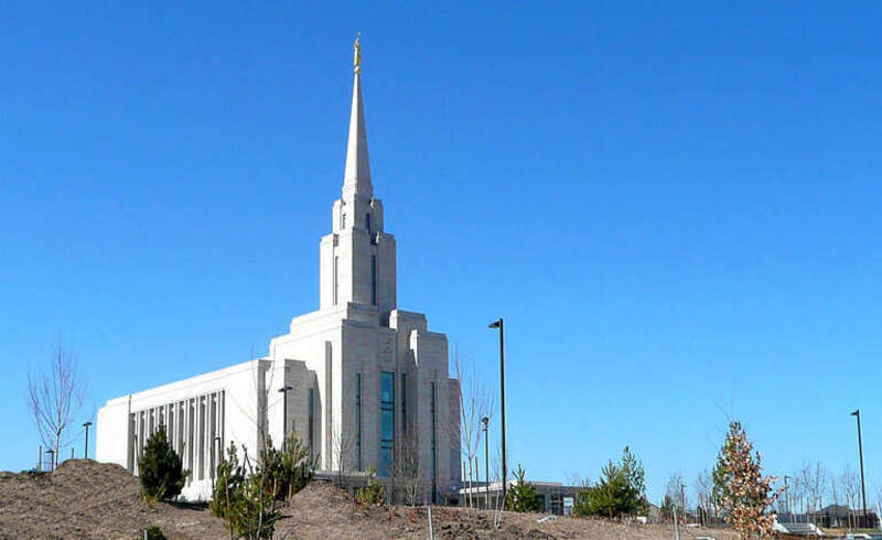 The Oquirrh Mountain Utah Temple of The Church of Jesus Christ of Latter-day Saints near completion, before open house and dedication.