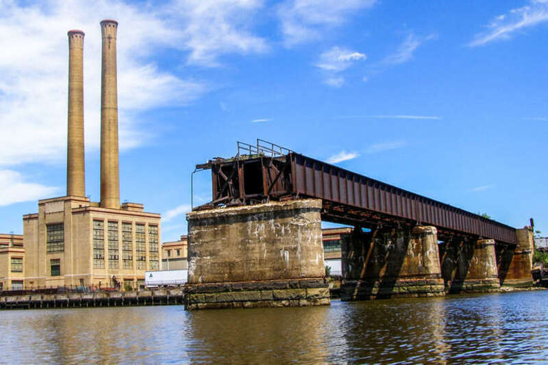 Abandoned Central Railroad of New Jersey Swing Bridge over the Passaic River, Jersey City - Kearny Point, New Jersey