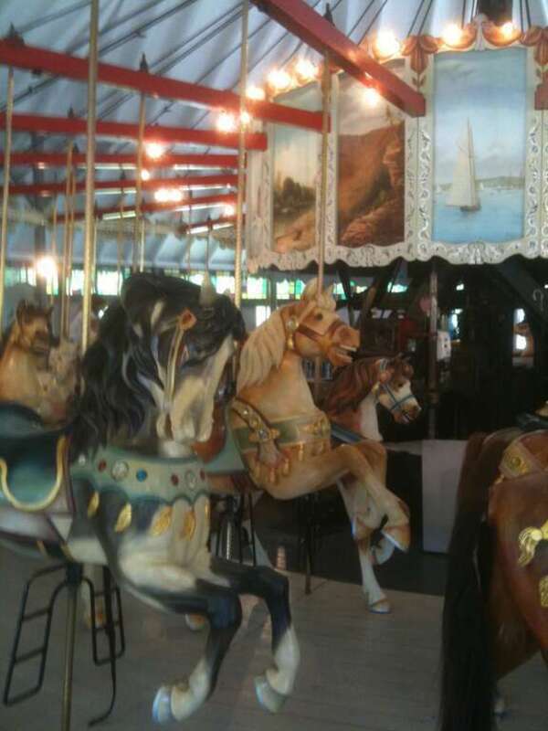 Some of the hand carved horses at the Looff Carousel in Slater Park, Pawtucket, RI