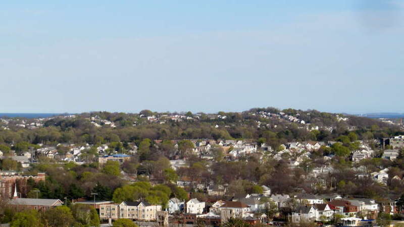 Revere Highlands and Fenno's Hill viewed from Waitts Mountain in April 2017