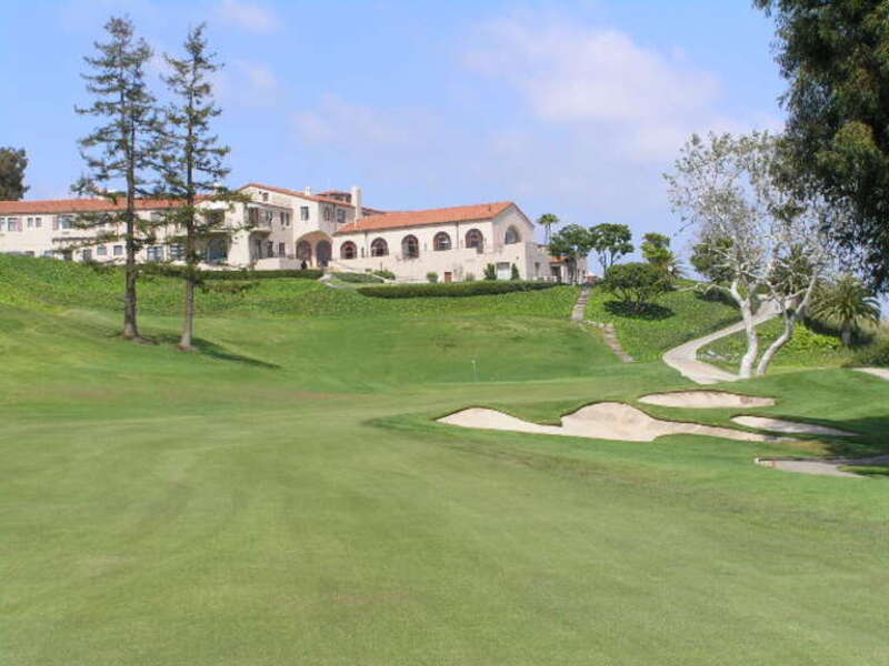 18th hole at the Riviera Country Club in Pacific Palisades, California.Riviera Country Club, Golf Course in Pacific Palisades, California