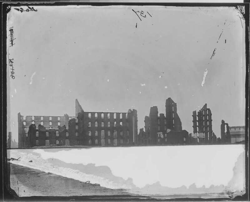 Original Caption: Ruins of Haxalls (or Gallego) mills, Richmond, Va. (Taken in April, 1865)
U.S. National Archives’ Local Identifier:  NWDNS-111-B-137
From:: Series: Mathew Brady Photographs of Civil War-Era Personalities and Scenes, (Record Group