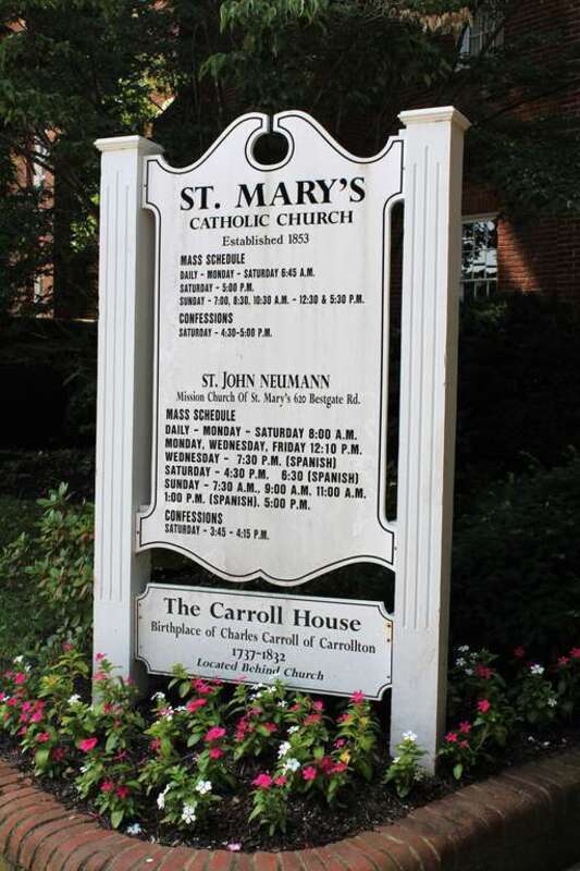 Saint Mary's Catholic Church on Duke of Gloucester Street in Annapolis, Maryland.
