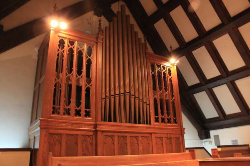 Saint Mary Student Parish Catholic Church organ, 331 Thompson Street, Ann Arbor, Michigan. Camera location42° 16′ 40.84″ N, 83° 44′ 34.87″ W View this and other nearby images on: OpenStreetMap 42.278011;  -83.743019