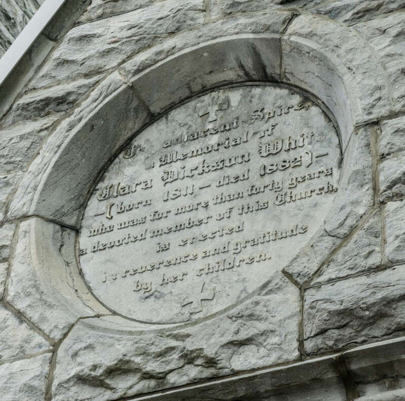Saint Paul's Cathedral inscription, Syracuse, New York, reads:
The adjacent spire in Memorial of Clara Dickson White (born 1811 - Died 1882) who was for more than forty years a devoted member of this Church, is erected in reverence and gratitude by