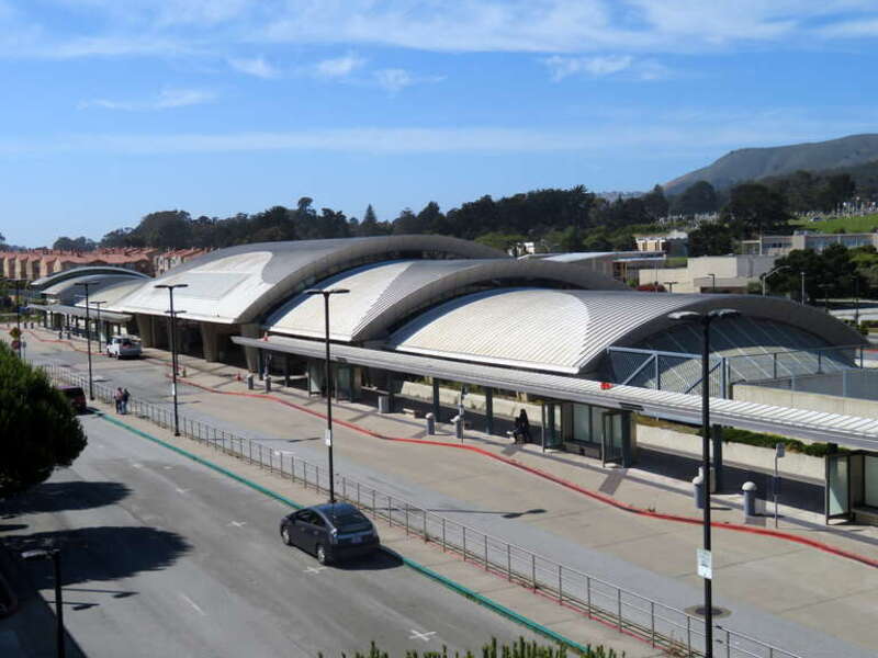 South San Francisco station viewed from the parking garage in June 2018