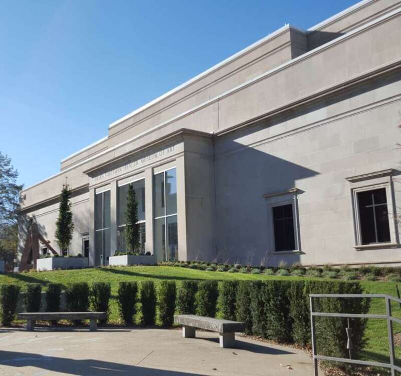 A photo of the entrance to the Spencer Museum of Art in 2016