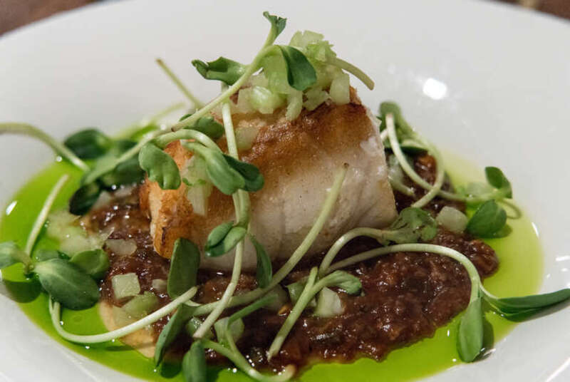New Zealand Coral Cod
scallion guillin chili, celery brunoise, sunflower shoots, tarragon oil
