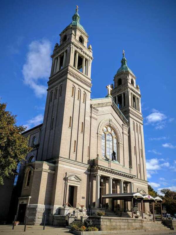 an external view of St. Ann's Church in Woonsocket, Rhode Island.