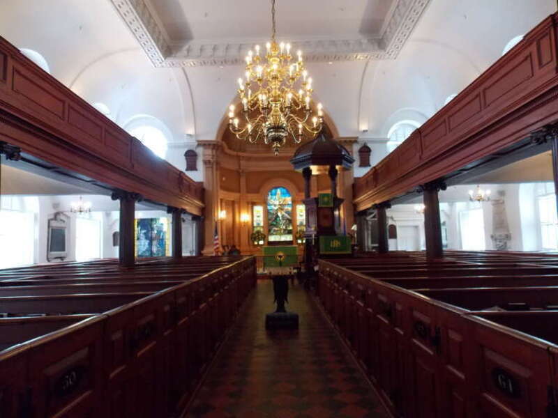 The interior of St. Michael's Episcopal Church in Charleston, South Carolina.