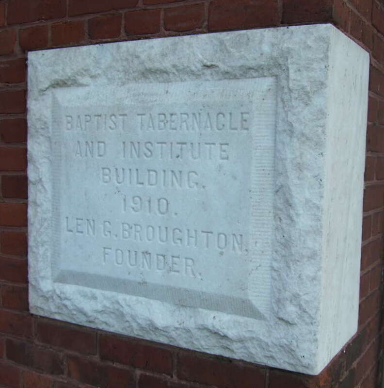 Cornerstone of The Tabernacle building at 152 Luckie Street in downtown Atlanta, Georgia, USA.