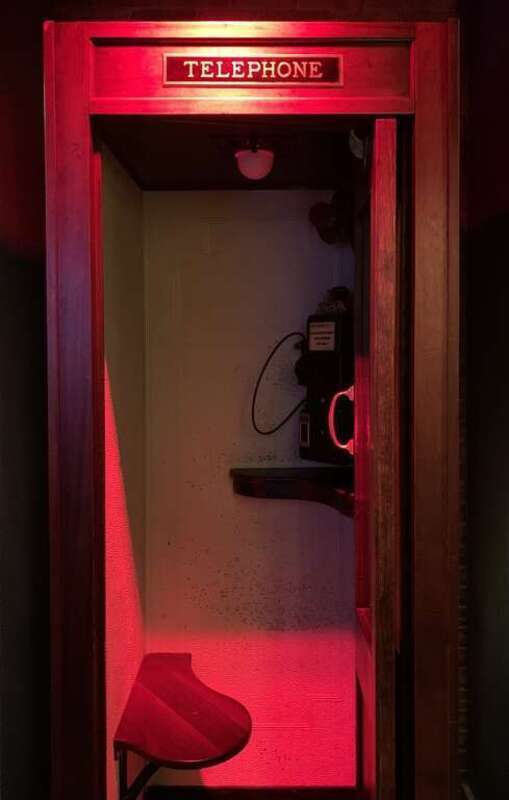 Telephone booth at the Mob Museum in Las Vegas, Nevada.