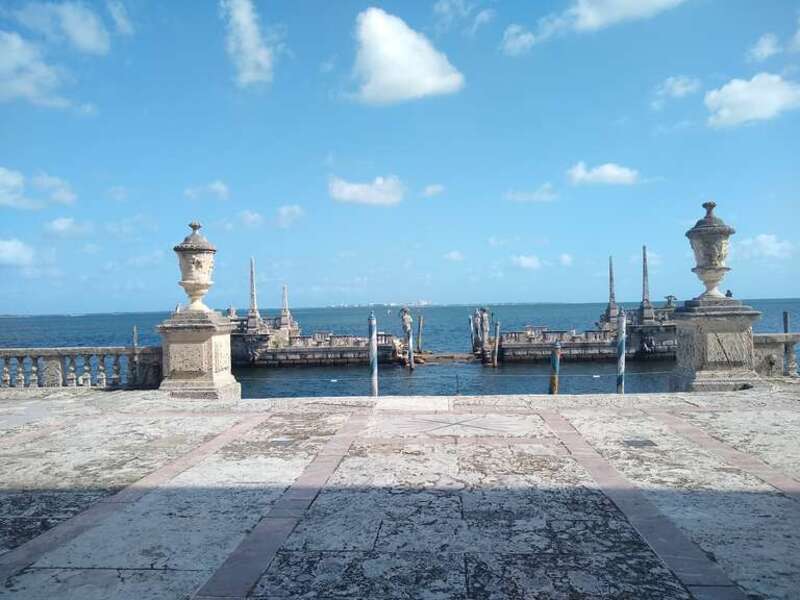 Looking towards the Barge, a man-made breakwater in front of Vizcaya Museum and Gardens