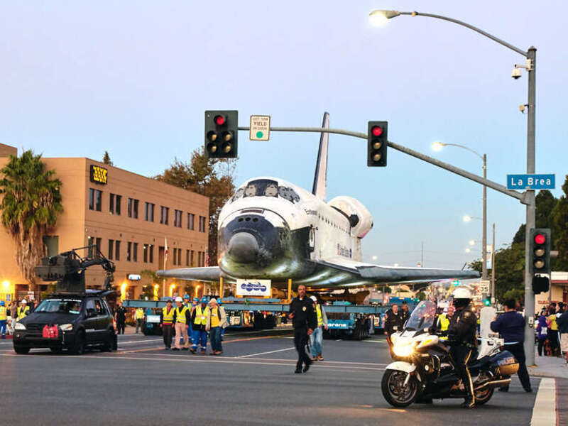 It was a big event when the Space Shuttle Endeavor went from the airport to the museum in south central LA, 2012.