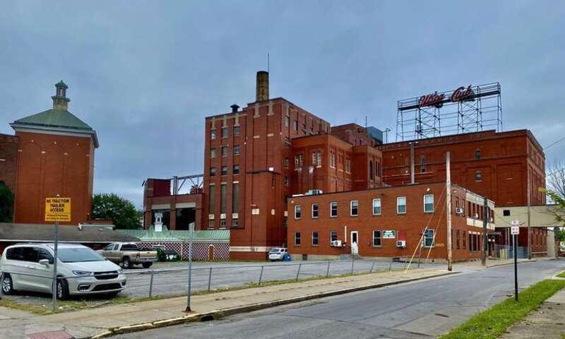 The West End Brewing Company, otherwise known as the F.X. Matt Brewing Company or the Saranac Brewery, at 811 Edward Street in Utica, New York, as seen from the corner of Varick Street on an August 2021 afternoon. The company traces its history to
