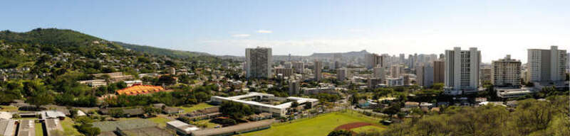 View towards Diamond Head from Punchbowl entrance