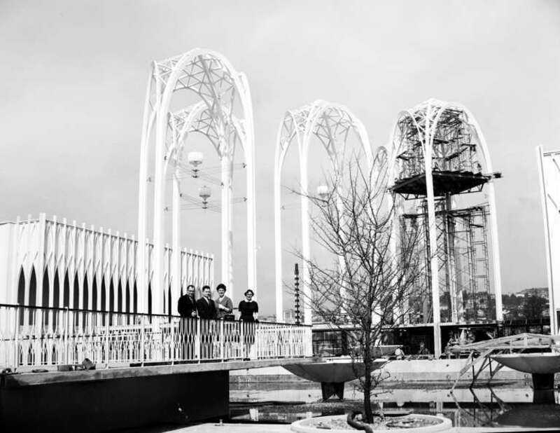 Shortly before the fair opened. &amp;lt;a href=&quot;http://archives.seattle.gov/digital-collections/index.php/Detail/objects/151460&quot; rel=&quot;nofollow&quot;&amp;gt;Item 165718&amp;lt;/a&amp;gt;,  City Light Photographic Negatives (Record Series 1204-01), &amp;lt;a