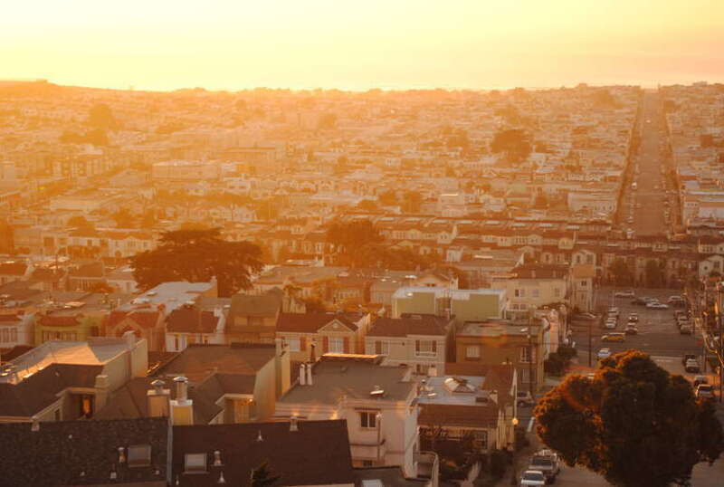 Looking down Moraga Street in the aptly named Sunset District.