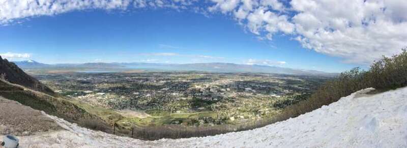 Panorama of the Provo valley from the Y on the mountain