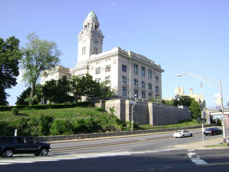 Yonkers City Hall across South Broadway and Nepperhan Avenue