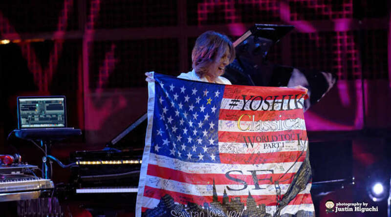 Yoshiki (with special guest Toshi, both of the rock band X Japan) performing live on the second stop of the Yoshiki Classical World Tour - Part 1, at Louise M. Davies Symphony Hall in San Francisco California USA on Monday April 28th, 2014.