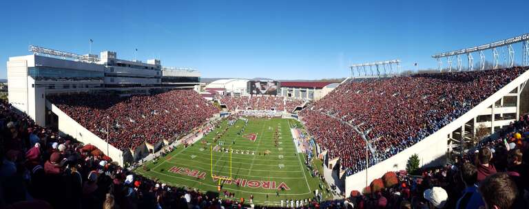 Lane Stadium panoramic just prior to the entrance for the 2015 North Carolina @ Virginia Tech football game.  This was Frank Beamer's last home game as head coach.