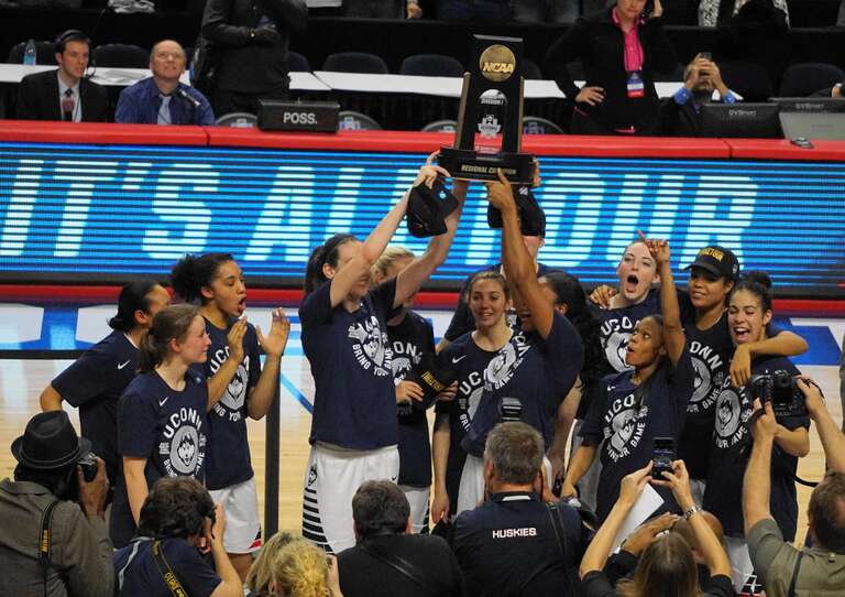 UConn after defeating Texas to advance to the 2016 Final Four
