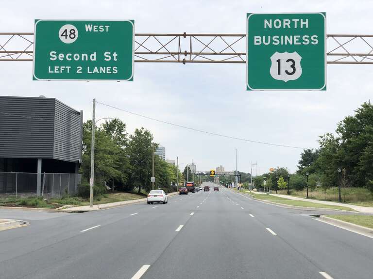 View north along U.S. Route 13 Business (South Walnut Street) just north of New Sweden Street and Judy Johnson Drive in Wilmington, New Castle County, Delaware