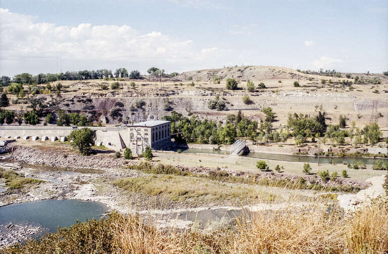 The Black Eagle powerhouse, Black Eagle Falls, Great Falls, Montana, USA. Scanned Fujicolor negative.