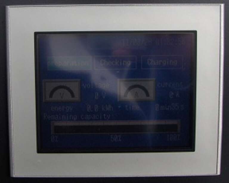 Information screen on the TEPCO / CHAdeMO Quick Charging Station, Vacaville, California (I-80 and Davis St)