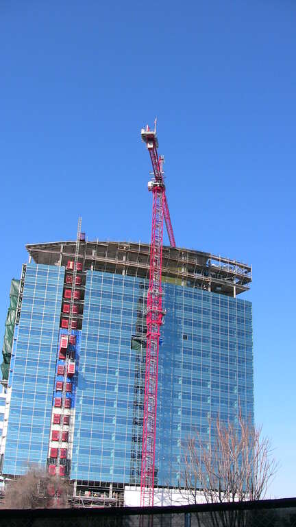 The California State Teachers' Retirement System 14-story headquarters building in West Sacramento during construction (2008).