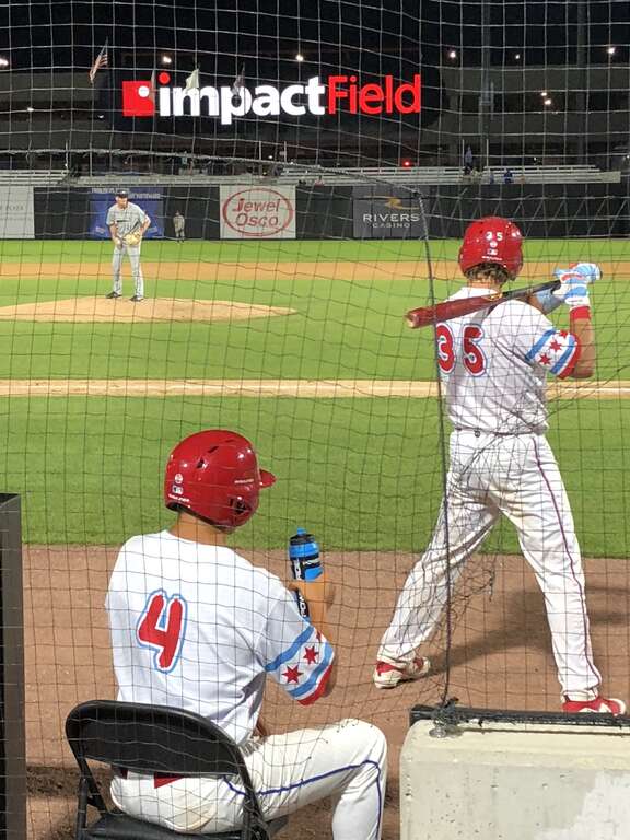 The Chicago Dogs independent professional baseball team, playing at Impact Field in Rosemont, Illinois.