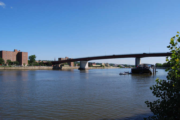 Congress Street Bridge, which carries New York State Route 2 over the Hudson River to connect the cities of Troy and Watervliet in New York, United States